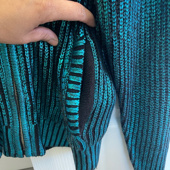 Women's H&M Divided Shiny/Metallic Blue-Green Sweater with Zipper | XS - Picture 6 of 8